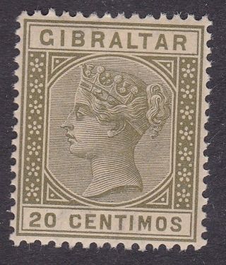 Gibraltar 1889 - 96 Sg25a 20c - Flat Top C Flaw - Mnh (b8b)