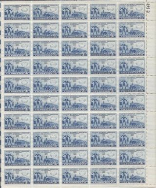 Us Stamp - 1952 Aaa 50th Anniversary - 50 Stamp Sheet - Scott 1007