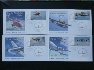 Aviation Aircrafts Set Of 4 Fdc 2008 Germany 84352