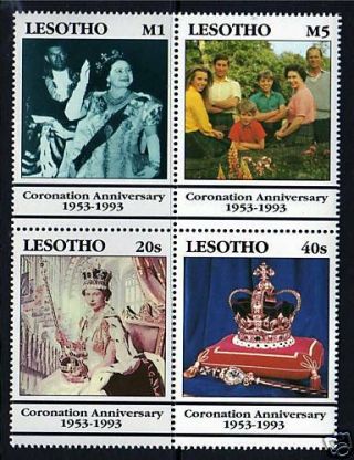 Lesotho 1993 40th Ann.  Of Coronation Sg1159/62 Mnh