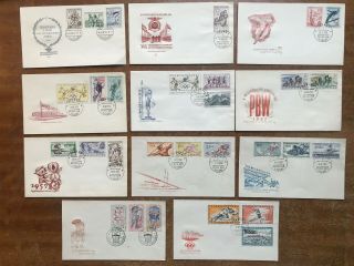 11x 1950s Czechoslovakia Sport Related First Day Covers - Ref265