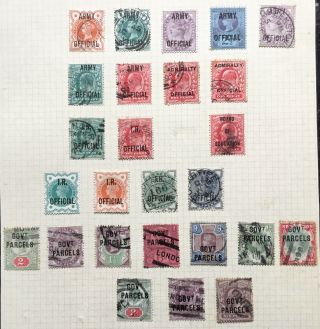 Gb Queen Victoria & Edward Vii Official Stamps & Selection.