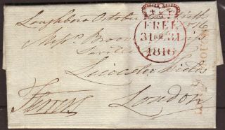 1816 Pre - Stamp Entire To London With Frank And Loughborough Mileage Cancel