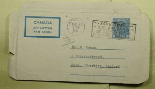 Dr Who 1948 Canada Montreal To Gb Aerogramme Stationery C124697