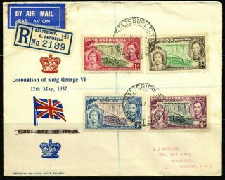 Southern Rhodesia 1937 Registered Cover.  Coronation Of King George Vl