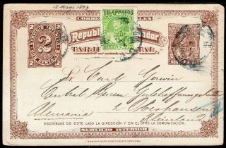 Ecuador To Germany Ps Stationery Postal Card 1893 Guayaquil - Oberhausen