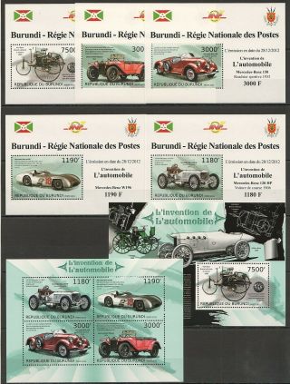 F169 2012 Burundi Cars Transport The Invention Of The Automobiles 1kb,  6bl Mnh