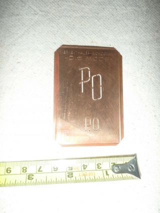 Initials Po Post Office 1900s Copper Stencil Near Postal History Q
