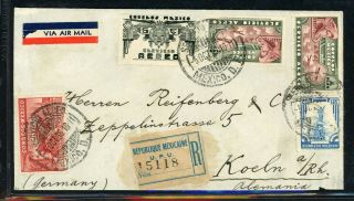 Mexico Postal History: Lot 8 1936 Reg Multifranked Air Mexico - Cologne $$$