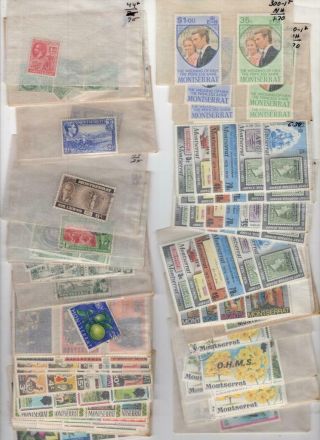 Montserrat - Dealers Stock Of Stamps In Glassines -