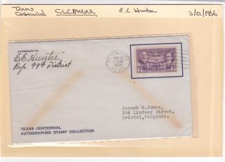 776 Texas Centennial Cleburne 1936 Autograph " E.  E.  Hunter " Representative