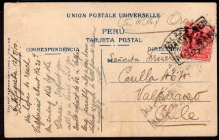 Uk Gb Seapost Postcard Cancel 1910 Haute Mer Alta Mar To Chile Valparaiso
