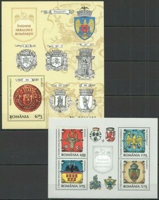 M227 2008 Romania Art Emblems Coat Of Arms Insemne Heraldice 1kb,  1bl Mnh