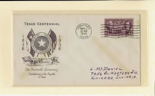 776 Texas Centennial Grimsland 1936 Fdc Flags And Shield Cover