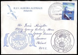 Australia / Aat • 1996 • Base Cancel: Mawson.  Cachet: Davis,  Aurora Australis