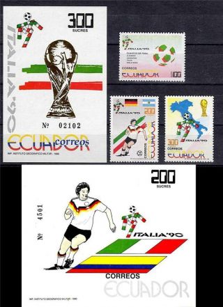 Ecuador / Italia 1990 World Cup Soccer,  2 S/s Sc 1234 - 38 Vf Mnh Football (d01)