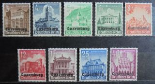 German Reich 1941 Occupation Of Luxemburg Complete Set Of 9 Mng