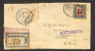 Mexico To Usa Scott 429 Stamp Post Office Seal Registered Cover 1914