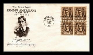 Dr Jim Stamps Us Nevin Famous American Composer Fdc Cover Scott 883 Block