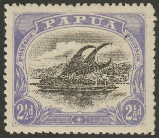 Papua 1910 Lakatoi 2½d Black,  Blue - V Thin D At Left Variety Sg78a Cat £150