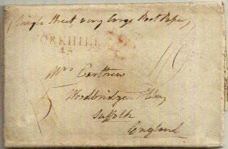 Ireland 1826 Forkhill 45 Entire - Woodbridge Gb 1/9 Single Sheet/long Letter