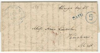 U.  S. ,  1849 Abolitionist Letter To Anna Lincoln From Mary Lincoln,  Blue Paid 5