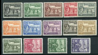 Turks & Caicos Kgvi 1938 - 45 Definitive Set Of 14 Sg194/205 Mh