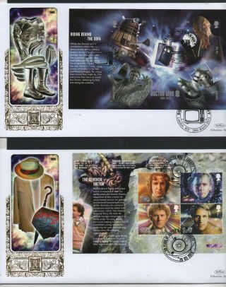 Gb 2013 Benhams Gold Fdc Dr Who Booklet Panes 5 Postmark On 5 Covers Stamps