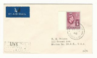 Virgin Islands 5 Shilling 1948 Registered Airmail Cover - Tortola To York