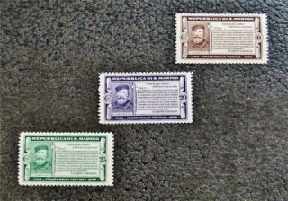 Nystamps Italy San Marino Stamp 143 - 145 Og H $38
