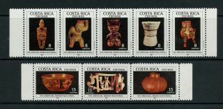 S694 Costa Rica 1987 Pre - Colombian Artifacts Museum Folded - Once Strips Mnh