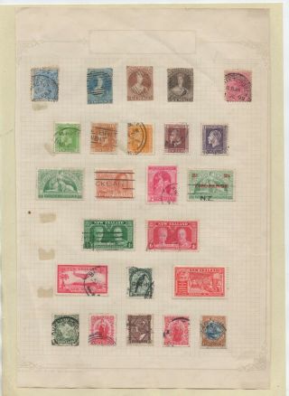 Zealand Old Album Page Of Stamps Including Chalon Heads