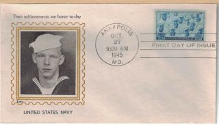 1945 Fdc,  935,  3c U.  S.  Navy,  Lane Cachet
