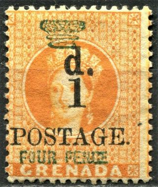 Grenada 1886 1d On 4d Fiscal Surcharge,  Sg 39,  Hinged,  Cv £170