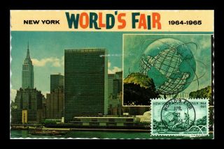 Us Postcard York Worlds Fair Unisphere Fdc Maxi Card