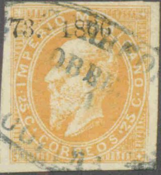 Bw507.  Mexico.  1866.  Maxi.  25c.  Colima.  73 - 1866.  Tay Co - 1/4.