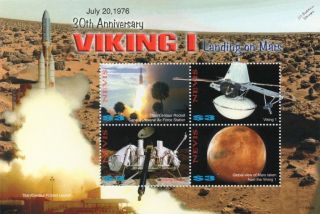 Nasa Viking 1 1976 Mission & Landing On Mars Space Stamp Sheet (2006 Nevis)