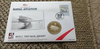 Gb 2009 Naval Aviation Coin Cover - Mayfly Airship £5 Guernsey Coin Navy