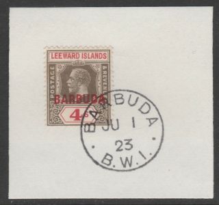 Barbuda 6076 - 1922 Kg5 4s On Piece With Madame Joseph Forged Postmark