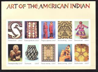 3873 Art Of The American Indian.  Sheet.  F - Vf Nh