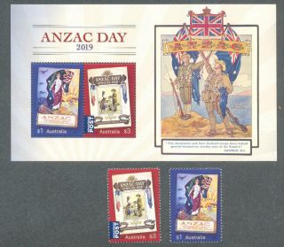 Australia - Anzac Day 2019 Mnh Set & Min Sheet