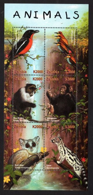 Zambia 2001 Sheet Of 6 Stamps Mi 1270 - 1275 Mnh Cv=10€