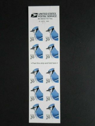 1996 Blue Jay - Cat 3048 Ten 20 Cent Stamp Booklet Mnh Plt S1111