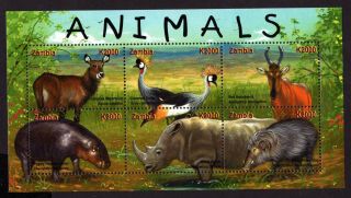 Zambia 2001 Sheet Of 6 Stamps Mi 1276 - 1281 Mnh Cv=10€