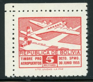 Bolivia Mnh Selections: Scott Ra25 5b Airplane Airport Tax Cv$15,