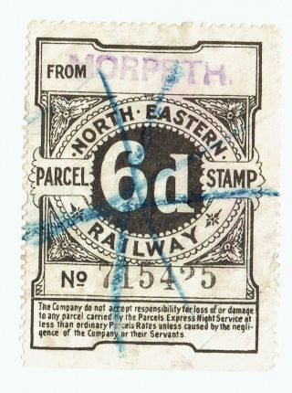 North Eastern Railway Morpeth (northumberland Night Express 6d Parcel Stamp