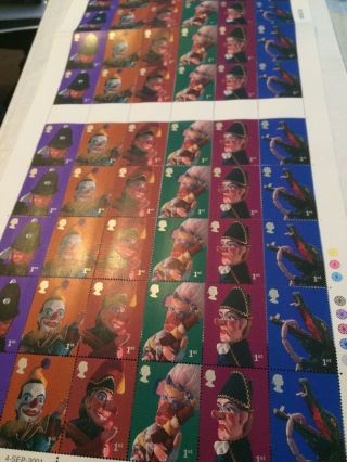 60 First Class Stamps Punch And Judy 4th.  Sept 2001 Stamps