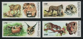 Burkina Faso Big Cats Lions Cheetah Caracal Leopard 4v Mnh Sg 1154 - 1157