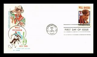 Dr Jim Stamps Us Will Rogers Performing Arts House Of Farnum First Day Cover