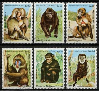 Guinea - Bissau 1983 Sc 457/62 - African Apes & Monkeys Set Of 6 Cto